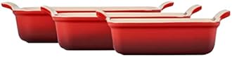 Le Creuset Stoneware Heritage Set 3 Rectangular Dishes, Cerise