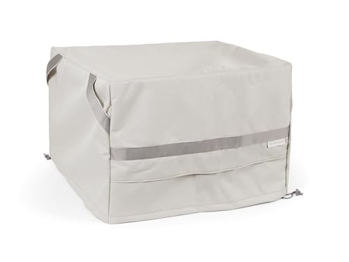 Covermates Square Firepit Cover - Premium Polyester, Weather Resistant, Drawcord Hem, Fire Pit Covers, Square 42W x 42D x 25H, Stone