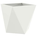Geecher Vaso da Giardino Rettangolare, per Esterni con pareti Ondulate, 50 x 50 x 50 cm, in Acciaio, Bianco, per terrazza e Giardino
