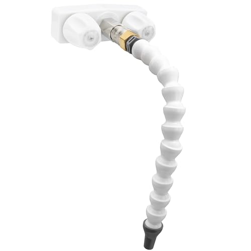 RecPro RV Exterior Faucet Hot/Cold | High Pressure Sprayer | Metal | Optional Flex Spout | RV Exterior Shower Faucet | RV Exterior Sprayer Faucet (with Flex Spout, White)