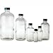 Qorpak GLC-01131 4oz Clear Boston Round Bottle with 22-400 Black Phenolic Cap, Case of 24