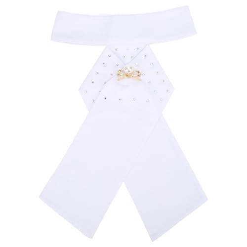 HERCHR Horse Riding Stock Tie, Women Dressage Equestrian Pre Tied Cotton Necktie Collar Women's Ready-Tied Competition Neck Tie Horse Riding Equipment, Easy On/Off, White