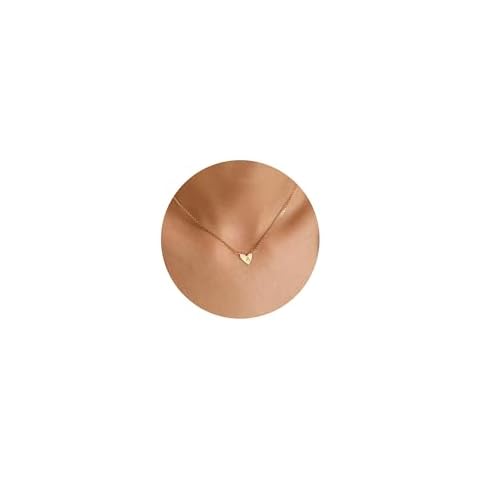 MONOOC Tiny Gold Initial Heart Necklace, 14K Gold Plated Dainty Small Letter A Heart Choker Necklace Gift for Women Kids Child Alphabet Necklace Jewelry Cover