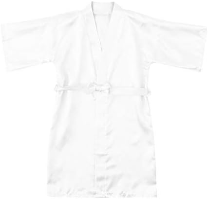 Lykmera Baby Coat Toddler Kimono Solid Silk Robes Kids Clothes Sleepwear Bathrobe Girls Baby Satin Girls Coat Jacket (White, 2-3 Years)