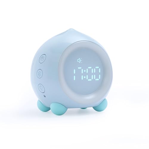 WEYIMVTO Reloj Despertador Digital LED con Temperatura, Fecha, Modo de atenuación con detección de luz, Control por Voz, Modo Nocturno for mesita de Noche y Dormitorio.(Blue)