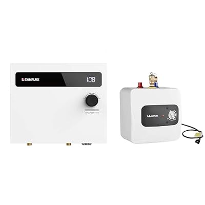 CAMPLUX 14kW Electric Tankless Water Heater and 2.5 galllons Mini Tank Water Heater