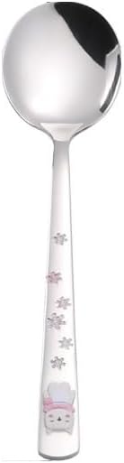 Silverware Flatware Set, 1/4/6/8/10/12 Pieces 304 Stainless Steel Spoons Long Handle Mixing Spoon Cartoon Polar Bear Small Round Spoon Household Soup Spoon(White,8Pcs)