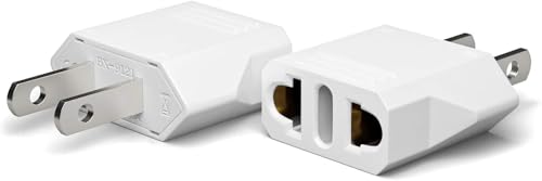 European to US Plug Adapter, Unidapt EU to US Adapters, Europe to USA Plug Adaptor, 220V to 110V Plug Pin Converter, Travel Adapters European to American, Canada, Mexico, Type A, 2-Pack
