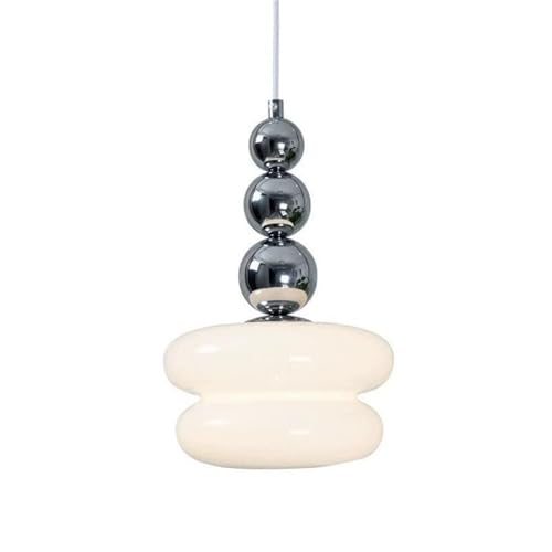 Lámpara colgante de cristal crema retro para techo de dormitorio o comedor