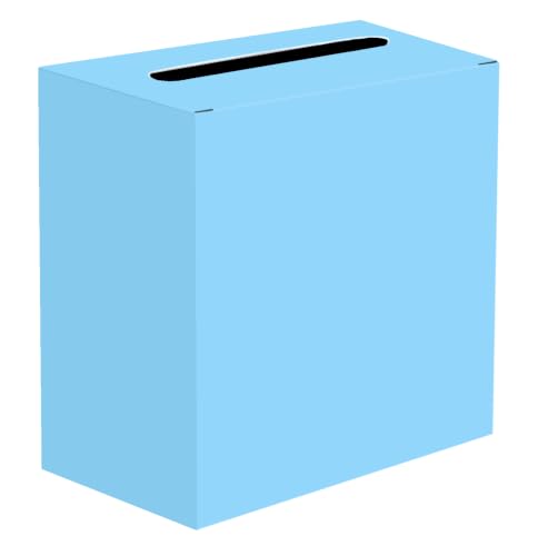 Image of SietDESEO Light Blue Card Box for Graduation Large Cardboard Gift Card Box Holder for Wedding Reception Birthday Graduation Baby Shower Raffle Ticket Box with Slot