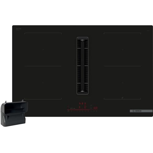 Bosch PVQ811HGA6 Serie 6 - Placa de inducción inteligente con extractor (autosuficiente), 80 cm de ancho, con canal plano S, fabricado en Alemania, CombiZone, ventilación automática, PowerBoost,