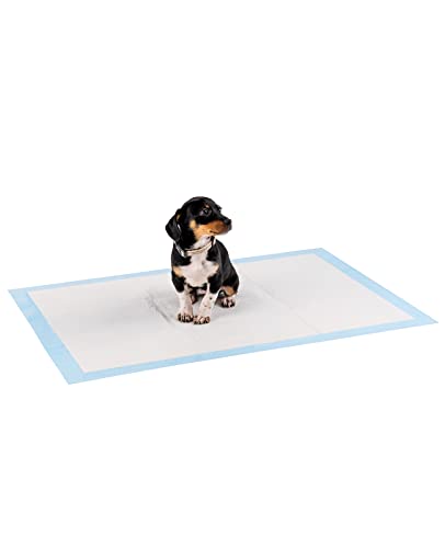 lionto Tappetini per cuccioli e cani, pads di allenamento a 6 strati con strisce adesive, 50 pezzi 60x90 cm, impermeabili grazie all'alta capacità di assorbimento per animali incontinenti, blu/bianco