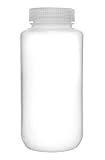 EISCO Reagent Bottle, 1000ml - Wide Mouth with Screw Cap - Polypropylene - Translucent Labs