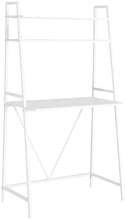 Monarch Specialties Workstation-Ladder Style Computer Desk with Shelves-Metal, 32″ L, White