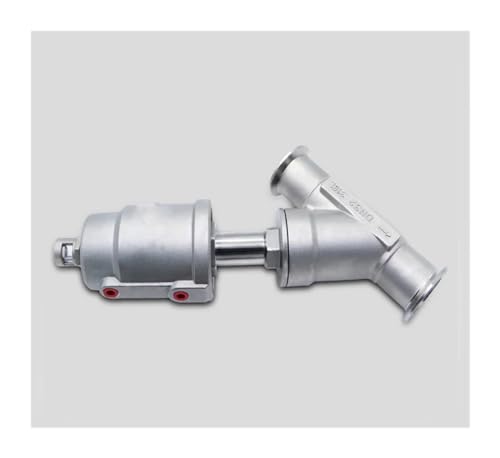 Vanne à siège angulaire pneumatique DN40 inox installation rapide pour réseau d'eau