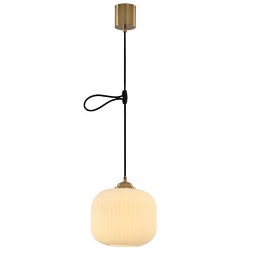 KCO Lighting 北欧モダン ペンダントライト 高さ調節可能 ミルクガラスシェード 引掛シーリング用 E26口金 三色調光 LED対応 おしゃれ 天井照明 照明器具 インテリア ダイニング リビング キッチン 寝室 電球別売り PSE認証済 ゴールド-B