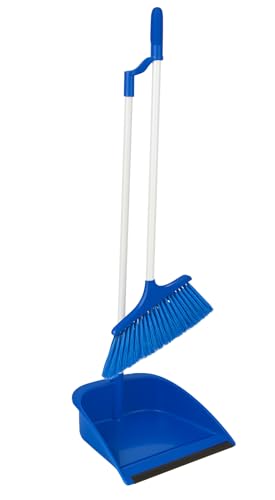 Best House | Dustpan and Brush Set | Long Handled | Blue | 1-Set | Upright Large Dustpan and Broom Combo Set | for Household Cleaning, Sweeping Brush for Home, Kitchen, Office, Lobby