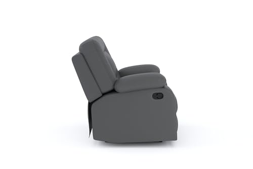 Image of Amazon Brand - Solimo Elysium | Single Seater Sofa Recliner | Manual Recliner (Leatherette Grey)