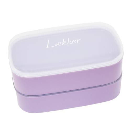 Yellow Studio Lækker Oval 2-Tier Lunch Box with Lunch Belt, Made in Japan, Lilac Purple