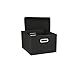 Household Essentials Fabric Storage Boxes with Lids and Handles, Black