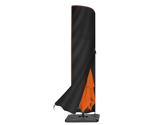 Enzeno Housse de Protection pour Parasol déporté - Étanche - pour diamètre 2 m/3 m - Noir - 240 x 57/57 cm