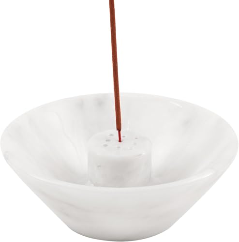 Radicaln Soporte de incienso de mármol hecho a mano, color blanco, soporte para palo santo con varillas de incienso, decoración del hogar