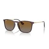 Ray-Ban Unisex RB4187 Chris Square Sunglasses, Transparent Brown/Grey Gradient Brown Polarized, 54 mm