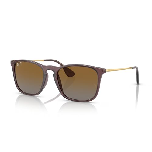 Ray-Ban Unisex RB4187 Chris Square Sunglasses, Transparent Brown/Grey Gradient Brown
