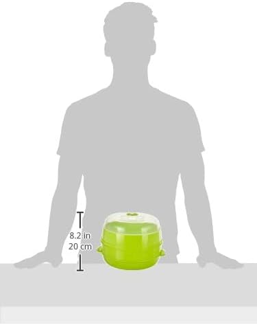 Diagram showing the dimensions of the microwave steamer
