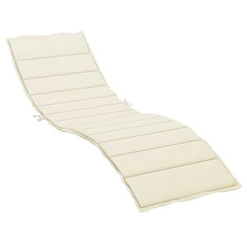 Tidyard Sun Lounger Cushion Cream 78.7 x 23.6 x 1.2 Inch Oxford Fabric, Chaise Lounge Replacement Seat Cushion, Patio Furniture Sunlounger Chair Padded Cushion Pad for Indoor Outdoor - Thumbnail 3