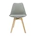 Mediawave Store - Sedia Da Pranzo e Ufficio TULIP con Piedi in Legno E Morbida Seduta 48x50x82H Design Nordico, Sedia Stile Moderno, Seduta Ergonomica con Cuscino Incluso (Grigio)