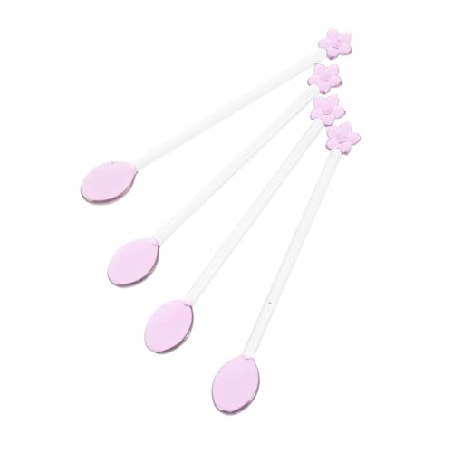 ZUNOXAZ 4個 透明長柄ティースプーン 耐久ガラス製コーヒースプーン ミルクスティラー デザート用 おしゃれで手入れ簡単 自宅 カフェ ホテル