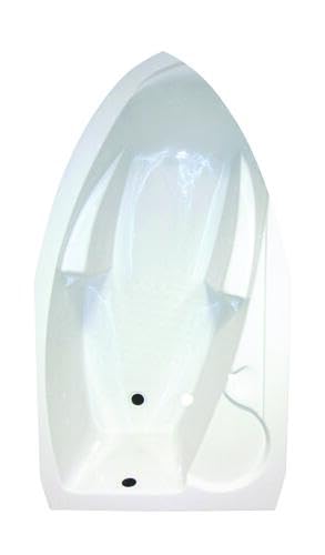 ONDÉE - Kit Baignoire et Tablier FANY - Baignoire d'angle Gain de Place. 160x90cm Angle à Droite - Contenance 200L - Picots antidérapants - 5 Pieds à vis de réglage...