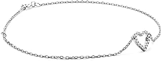 Miore Heart diamond bracelet for women in 9 kt 375 white gold set with 0.07 ct brilliant cut diamonds