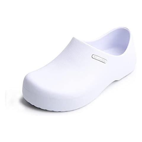 Slip Resistant Work Shoes for Men women, Nursing Clogs Chef Shoes Nurse Shoes Comfortable Professional Waterproof Safety Working Shoes for Kitchen Garden Bathroom Construction Medical Shoes White 45 Cover
