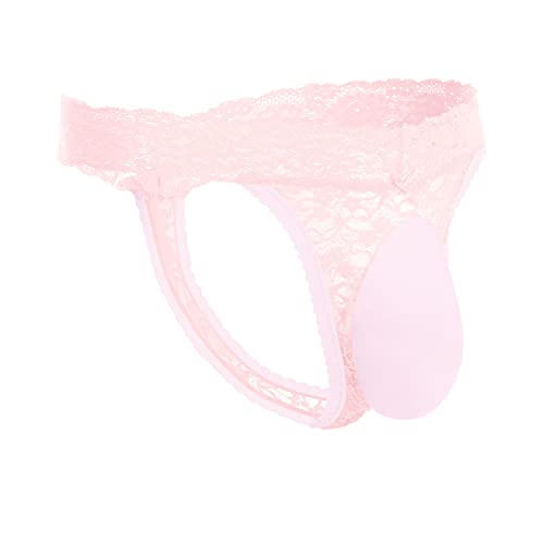 Men's Lace Frilly Sissy Thong Panties Sheer Mesh Bikini Briefs T-back G-string Underwear