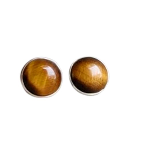 Boucles d'oreilles œil de tigre naturel argent femme ovale LK_VSTD_0377