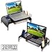 Monitor Stand Riser, Mesh Metal Desktop for Computer/Laptop TV Printer with Pull Out Drawer. New Design with Two Cellphone Slots. Two Compartments for Storage Organizer. Black by House Ur Home