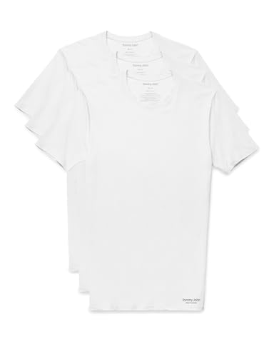 Tommy John Men's Luxe Modal Crew Neck Undershirt - Stay-Tucked Fit, 3-Pack, White, M