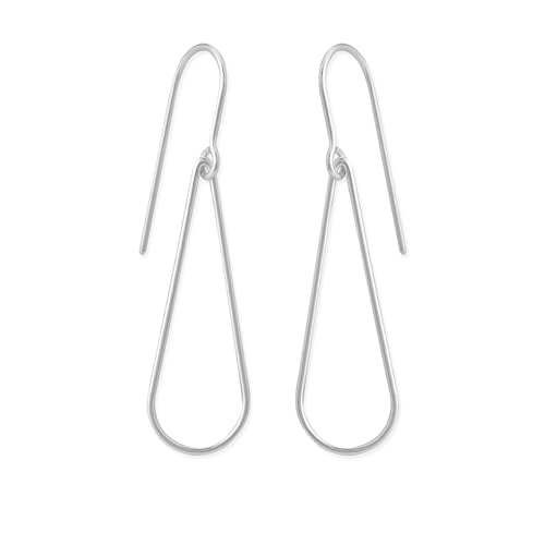 Boma Jewelry Sterling Silver Long Open Teardrop Geometric Dangle Earrings