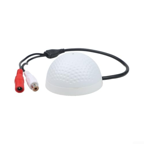 Image of Compact Security Mic for IP Camera and AHD DVR - Wired Sound Pickup Kit with Noise Reduction for Outdoor Monitoring Equipment White