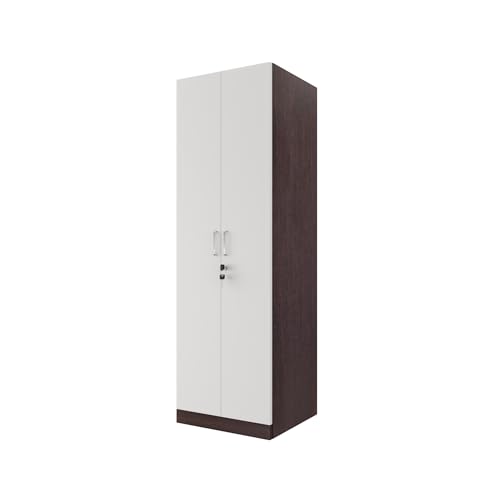 Image of VIKI Wardrobe | Wooden Almirah for Clothes,Door for Bedroom, 2 Door Wardrobe with Doors (Frosty White, Dark Wenge - 40D x 60W x 180H) | 1 Year Warranty | DIY