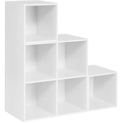Estanteria Pequeña Madera Ikea WOLTU Estanteria Libreria con 6 Compartimentos, Estanteria de Almacenamiento de Madera, para Salon, Estudio y Oficina, Blanco+Roble Claro, 90x30x90 cm SK027ws