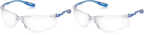 3M Tora (CCS) - Lunettes de sécurité incolores en polycarbonate sans monture avec branches bleues - Anti-buée, anti-rayures et anti-UV - 1 pièce