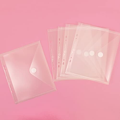 Image of Craftelier - Set of 5 Clear Plastic Envelopes with Closure | Compatible with Stamp and Die Organiser Case with 2 Ring System | Size Approx. 6 inch x 8 inch (15.24 x 20.32 cm)