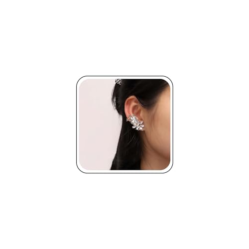 Xduargs Boho Crystal Flower Ear Cuff Earrings Gold Rhinestone Flower