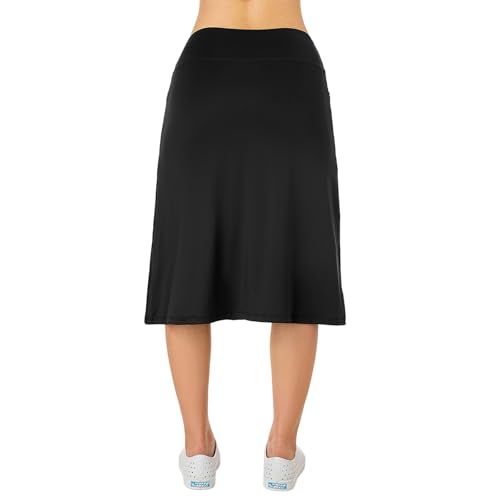 Women's Midi Knee Length Skirts with Zipper Pockets,26" Knee Length Skorts for Women Athletic Swim Skirts4