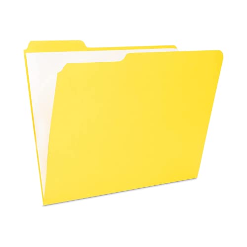 The File King 1/3 Cut Yellow File Folders Letter Size - 100 Pack | Colored Manilla Folders 8.5 X 11 | Made In The Usa | Assorted 3 Tab Color Manila File Folder | Heavy Duty Basic Paper Filing Folder #TOP9