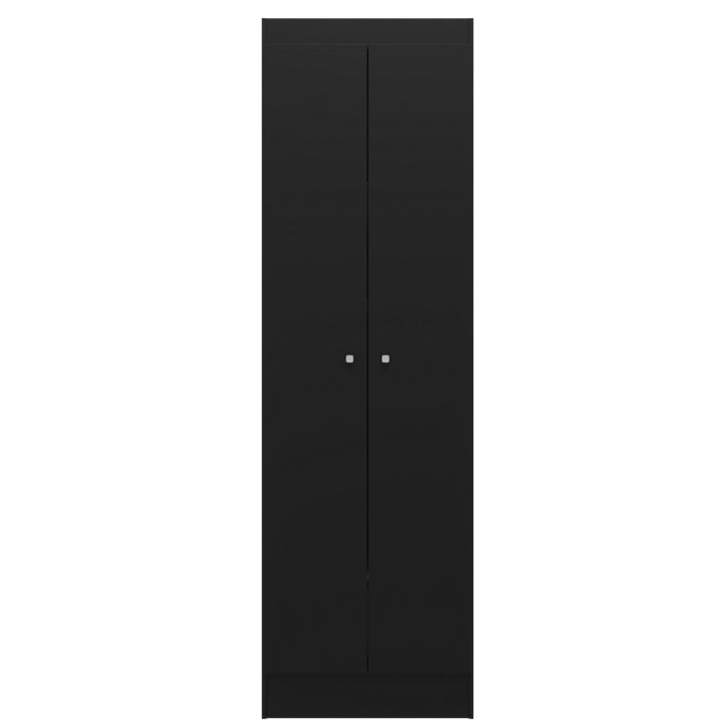 ACTUAL DIFFUSION Aura Armoire Multifonctions Noire 2 Portes 6 Niches 5 Étagères L 55 cm H 182.4 cm P 35 cm