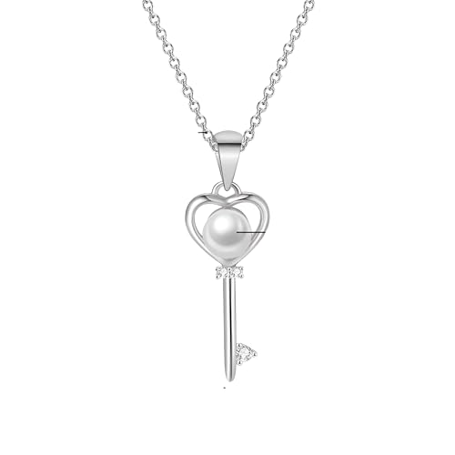 Collier clé pour femme argent 925 zircon pendentif cœur serrure Feng Shui